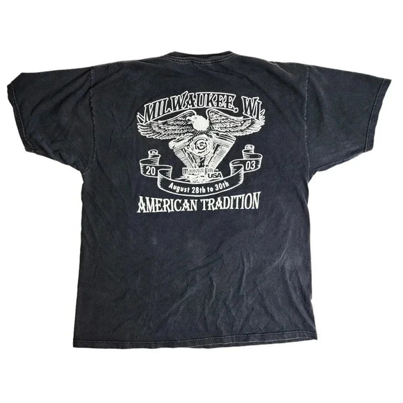 Motorcycle Rally 2003 Milwaukee Big Eagle Logo Shirt Size XL American Tradition - Picture 2 of 5